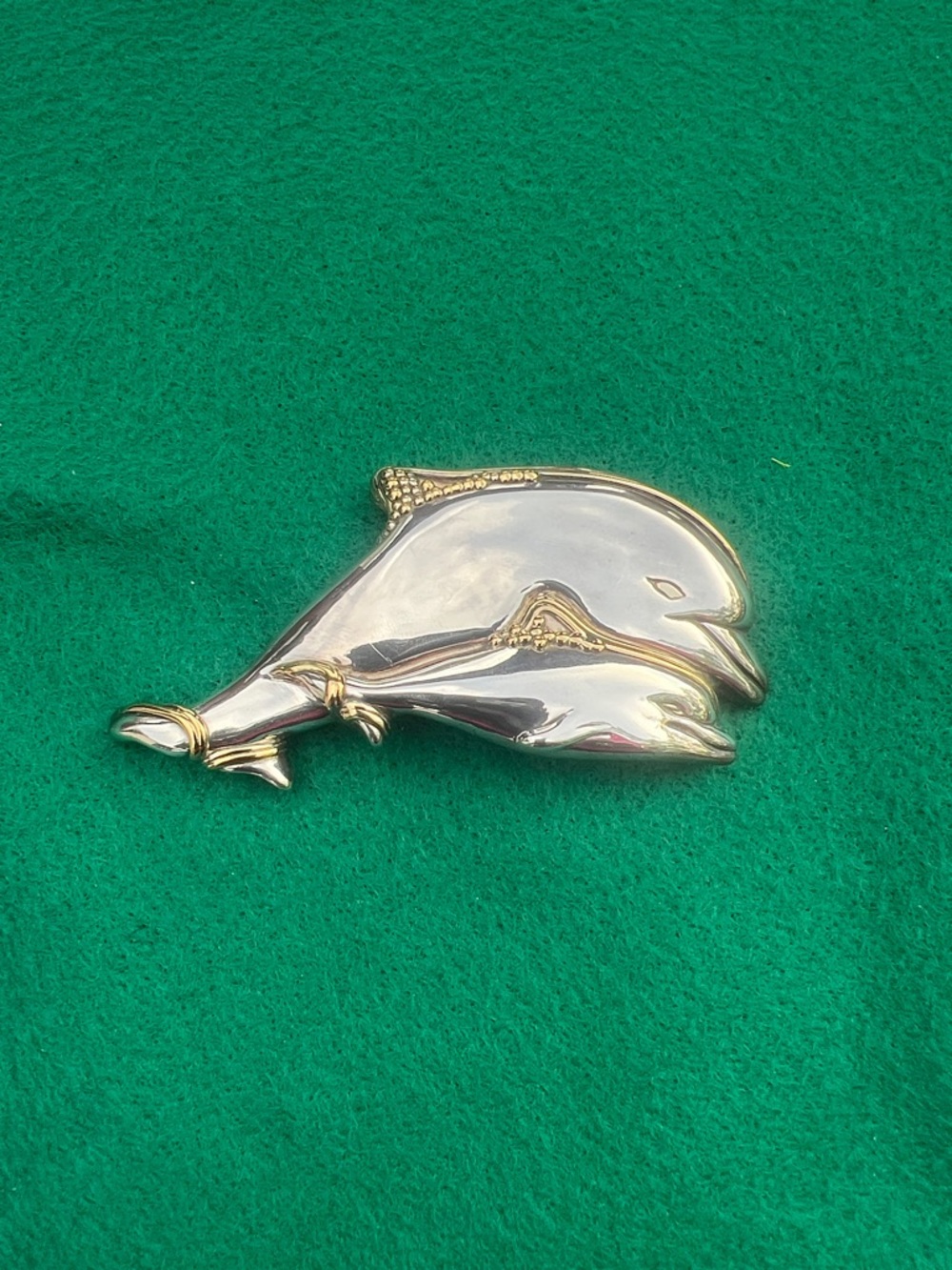 Gold & Silver Dolphin Brooch - Women's Jewelry